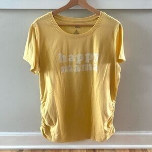 Sonoma Maternity Happy Mama Yellow Graphic Side Shirring Short Sleeve Tee